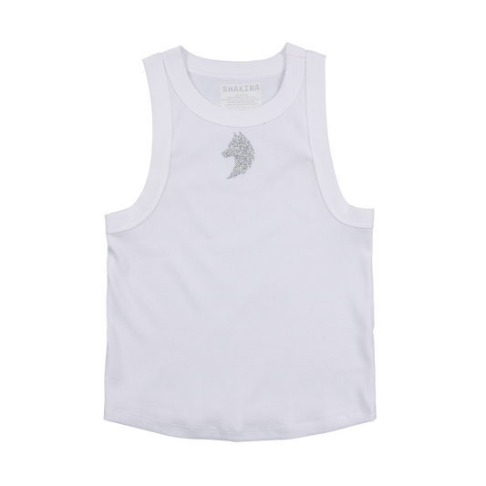 Bling Wolf Tank - White and Silver