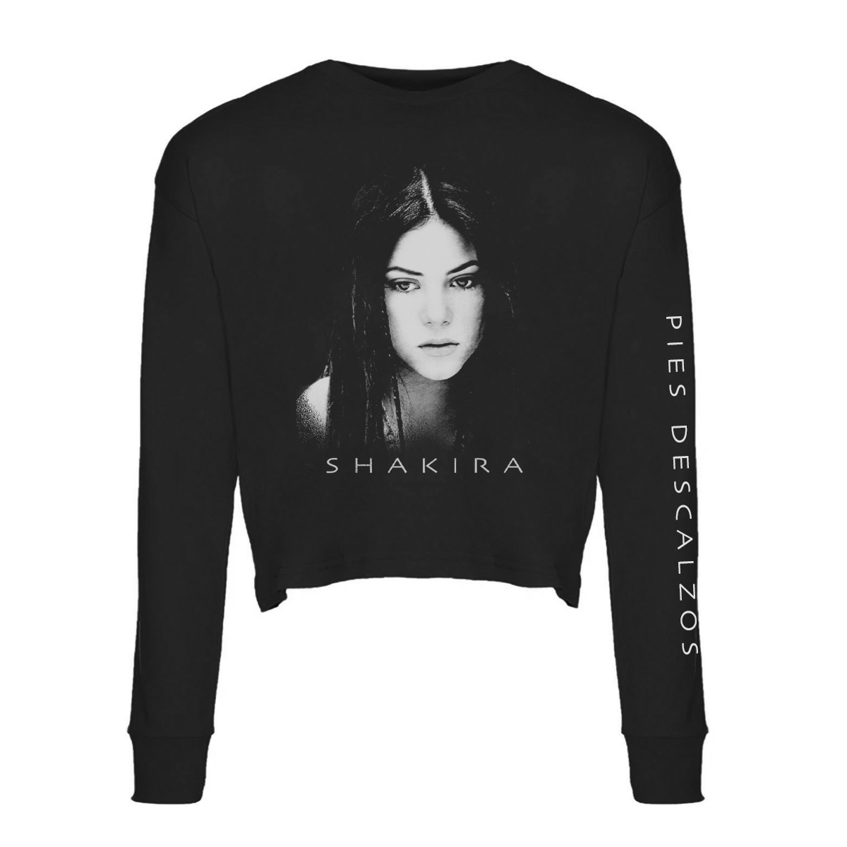 Pies Descalzos Photo Ladies Crop Longsleeve Tee - Black