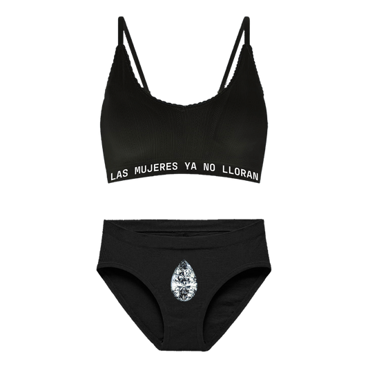 Las Mujeres Ya No Lloran Bralette + Briefs Set - Black